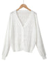 Crochet Knit V-Neck Button Front Long Sleeve Lightweight Cardigan Sweater